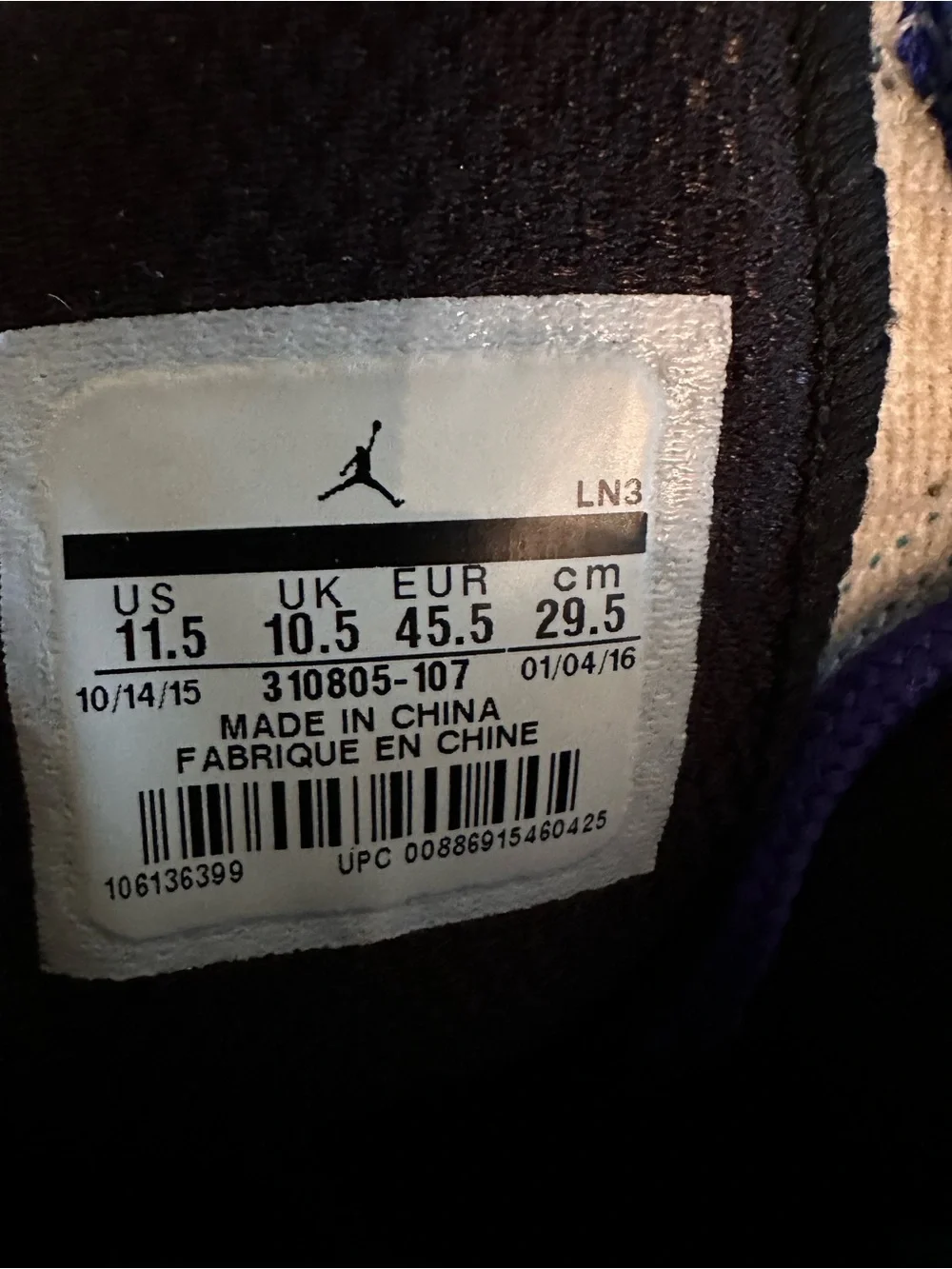 Air Jordan 10 Retro 'Charlotte' (2016) High-Top Sneakers| Size 11.5